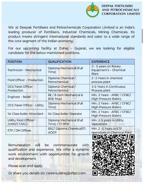 Deepak Fertiliser and Petrochemicals Hiring 2025