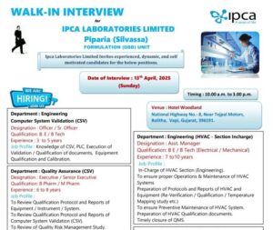 IPCA Laboratories Walk In Interview 2025