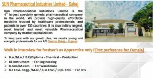 Walk in drive in Sun Pharma 2025