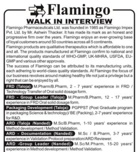 Flamingo Pharma Walk In Interview 2025