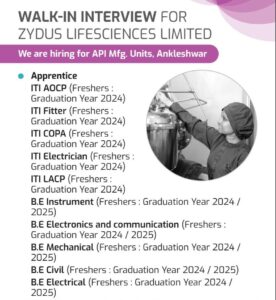 Zydus Lifescience Jobs For Freshers
