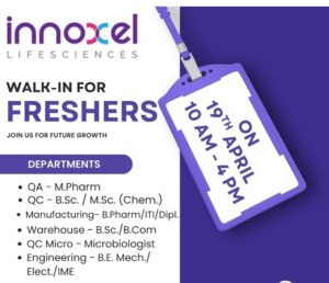 Innoxel Lifesciences Walk In For Fresher