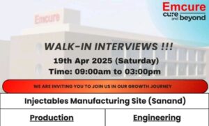 Emcure Pharma Walk In Interviews 2025