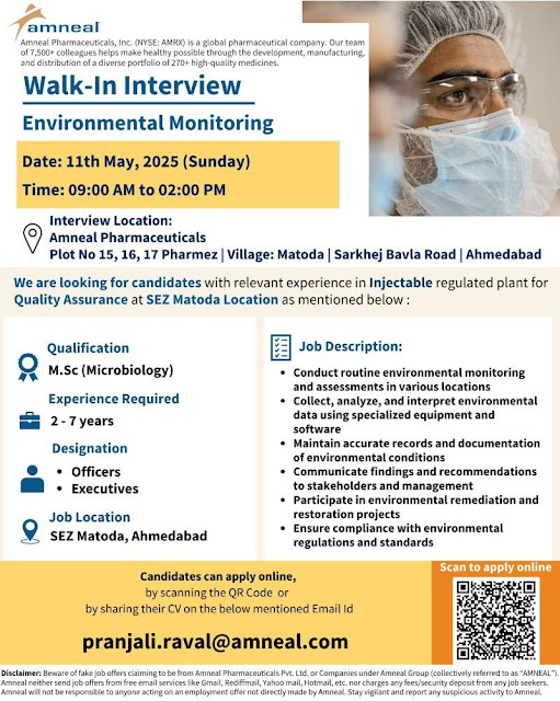 Amneal Pharma Walk In Interview 2025