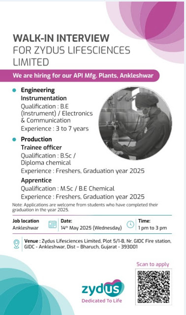 Zydus Lifesciences Walk In Interview 2025