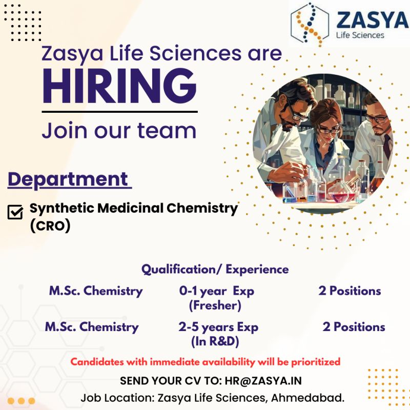 Zasya Life Sciences Walk-In Interview 2025