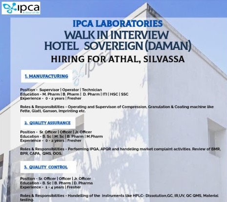 IPCA Laboratories Walk In Interview 2025