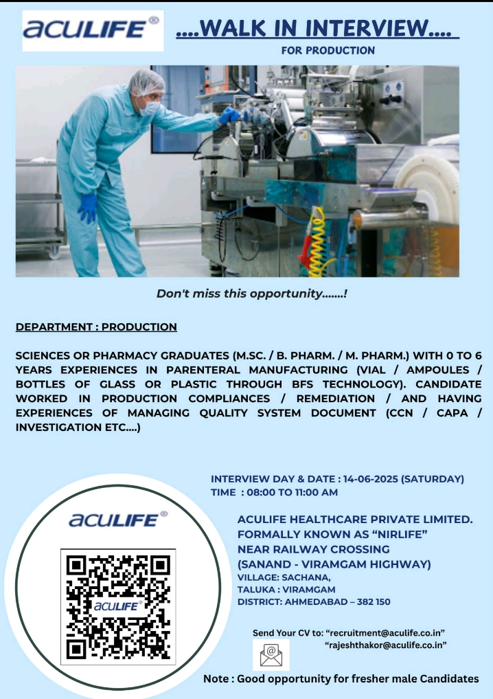 Aculife Healthcare Walk in Interview 2025
