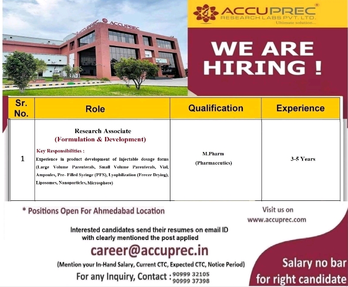 Accuprec Research Labs Latest Job 2025