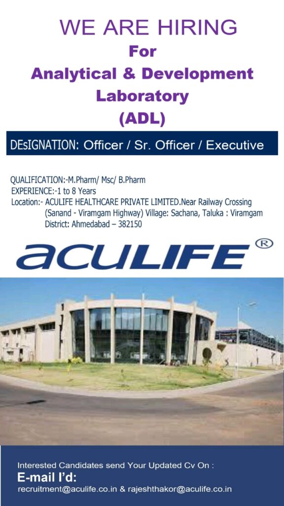 Aculife Latest Job Opportunity 2025