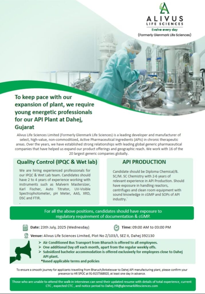 Alivus Life Sciences walk in interview 2025