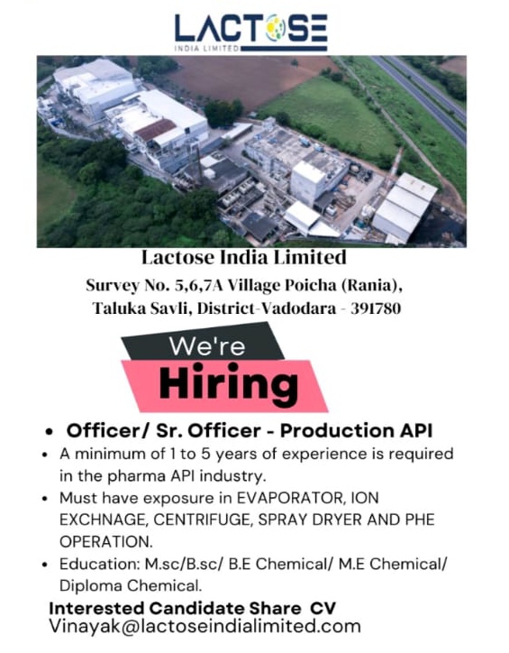 Lactose India Latest vacancy 2025