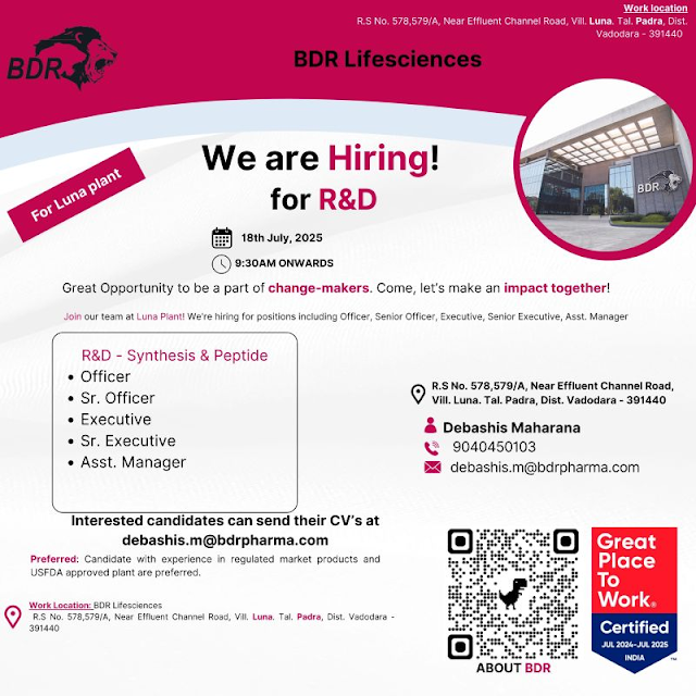BDR Lifescience Walk In Interview 2025