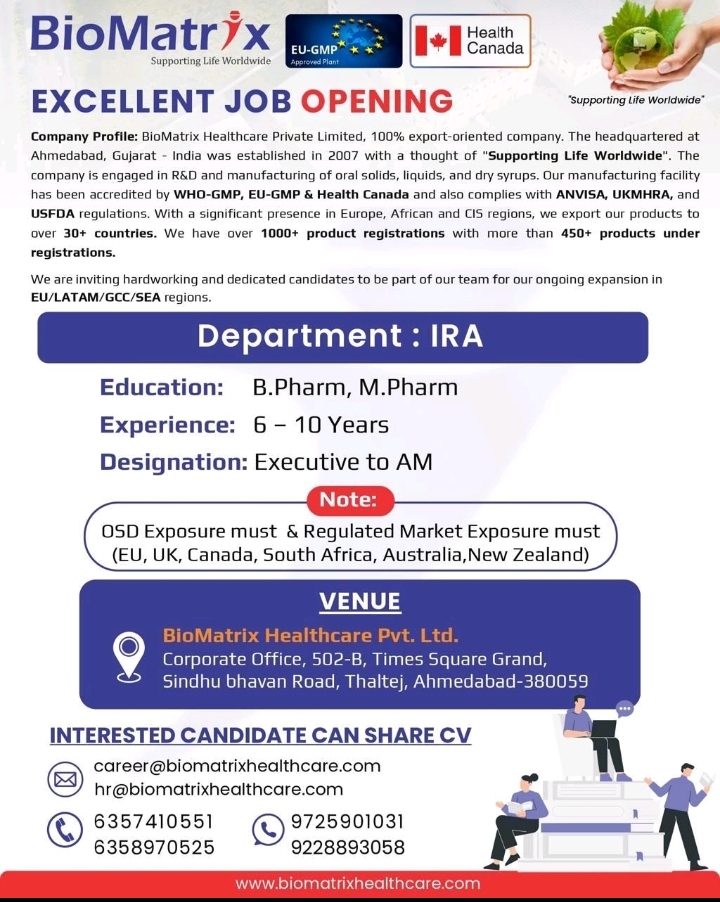 Biomatrix Healthcare Naukri Opening 2025