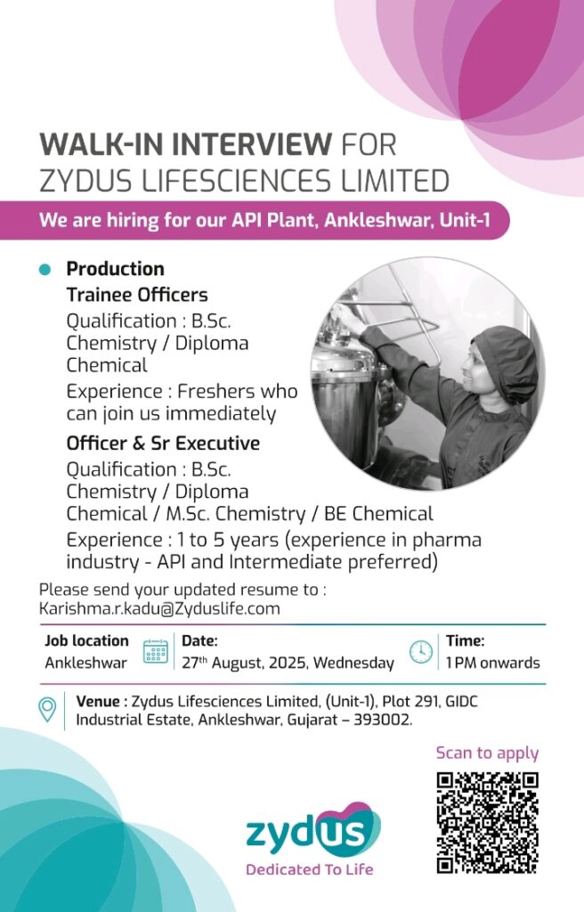 Zydus Walk in Interview 2025