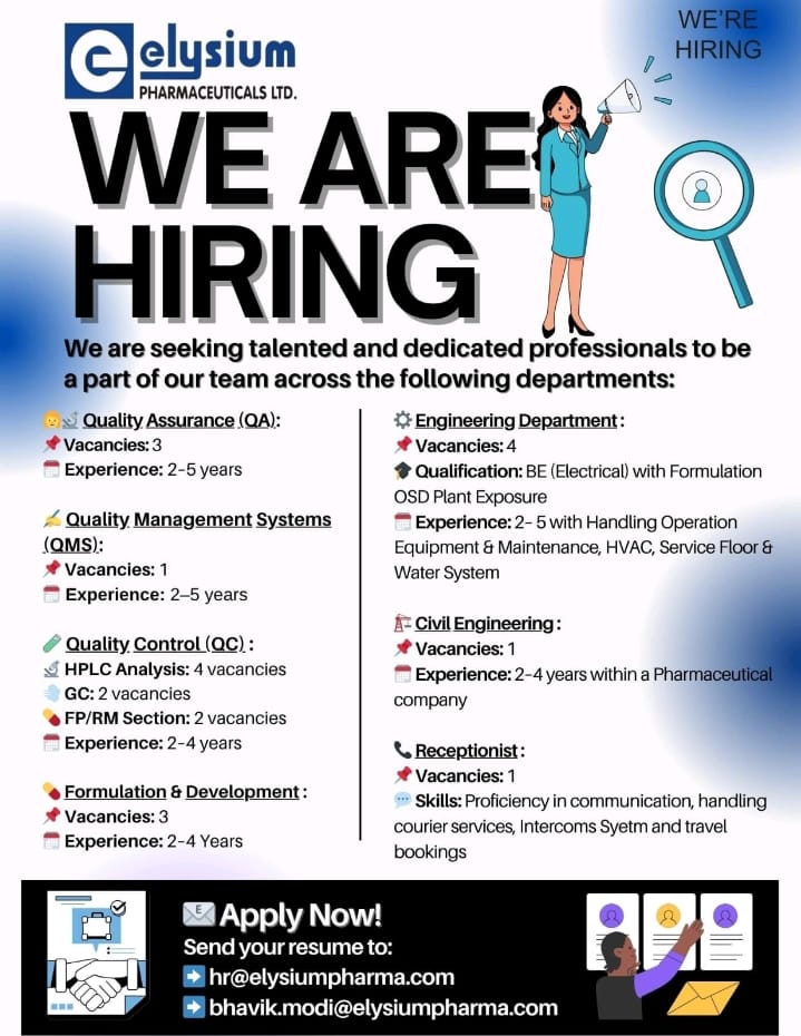 Elysium Pharmaceutical Jobs August 2025
