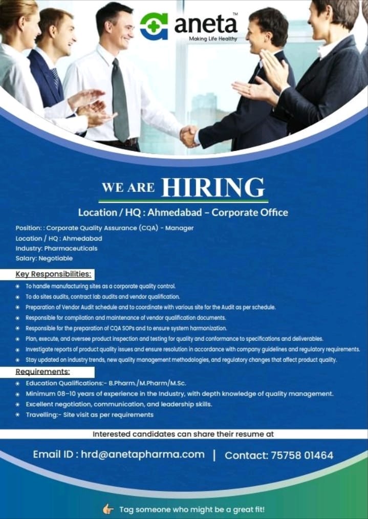 Aneta Pharmaceuticals Hiring 2025