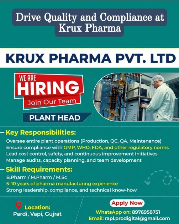 KRUX Pharma Naukri Opening 2025