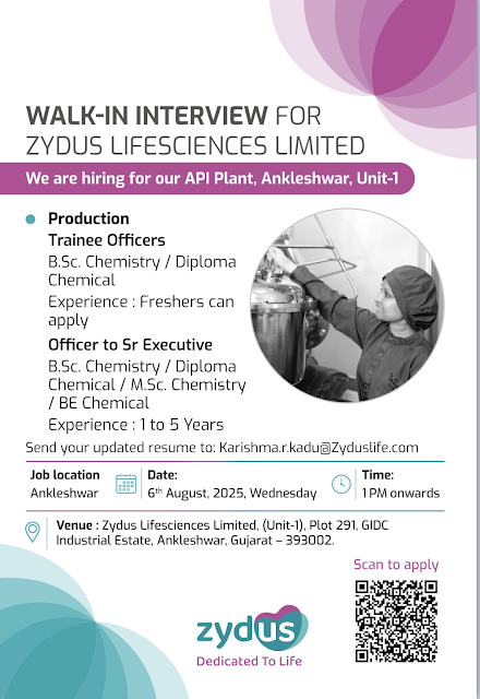 Zydus Lifesciences Walk In Interview 2025