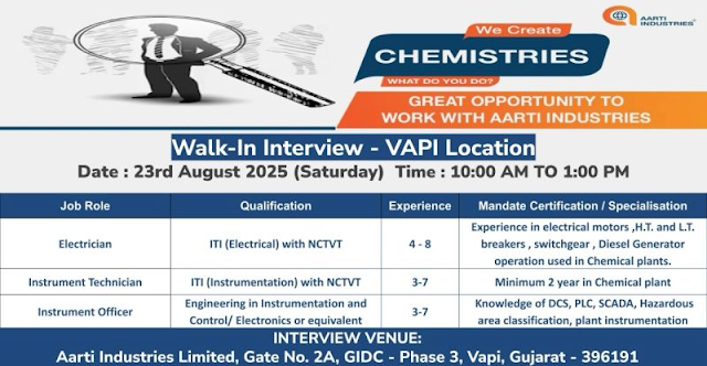 Aarti Industries Walk In Interview 2025