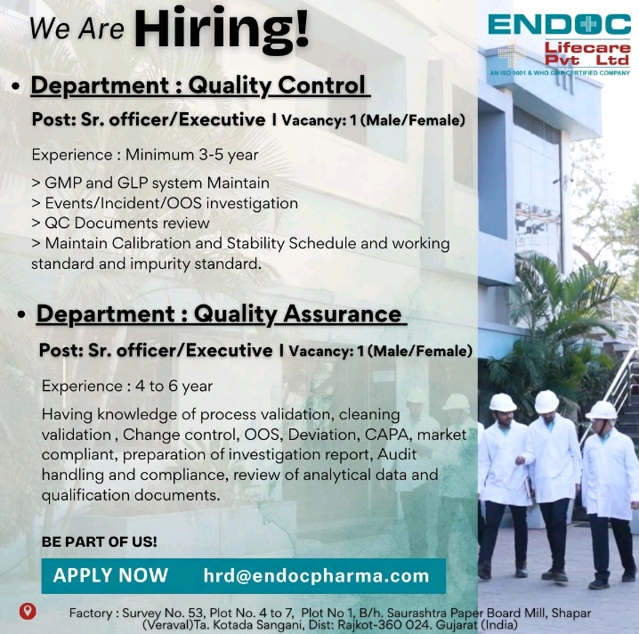 Endoc Lifecare Pvt Ltd Hiring 2025