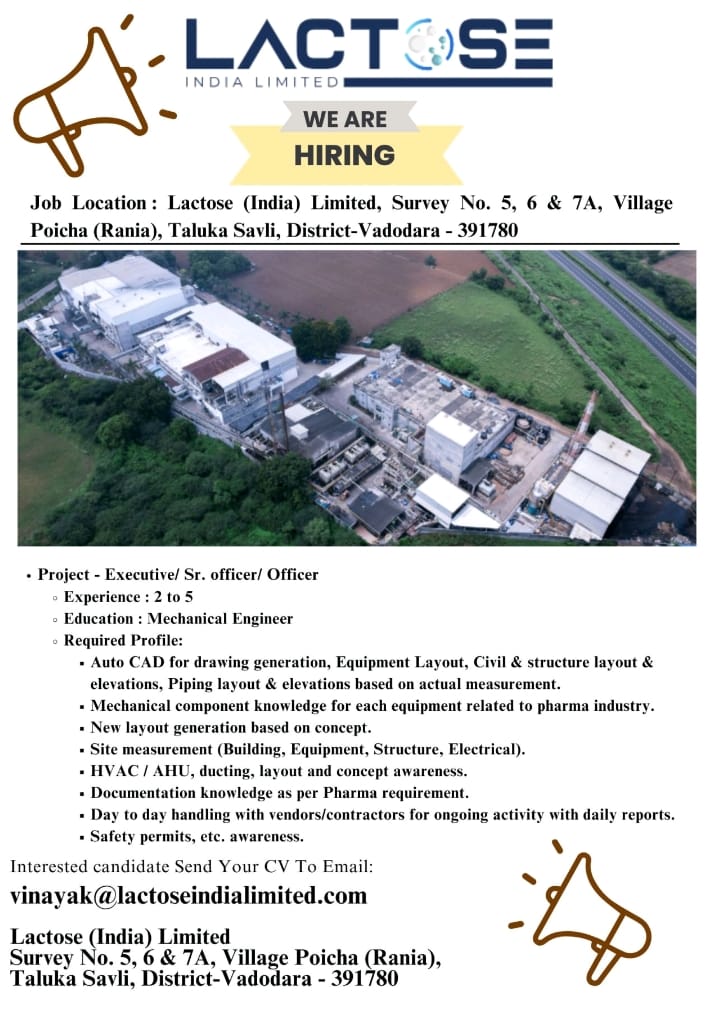Lactose India Limited Hiring 2025
