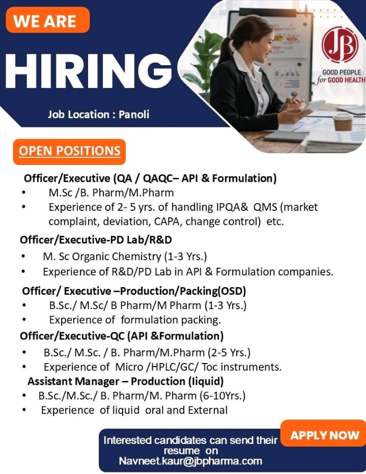 JB Pharma Hiring 2025