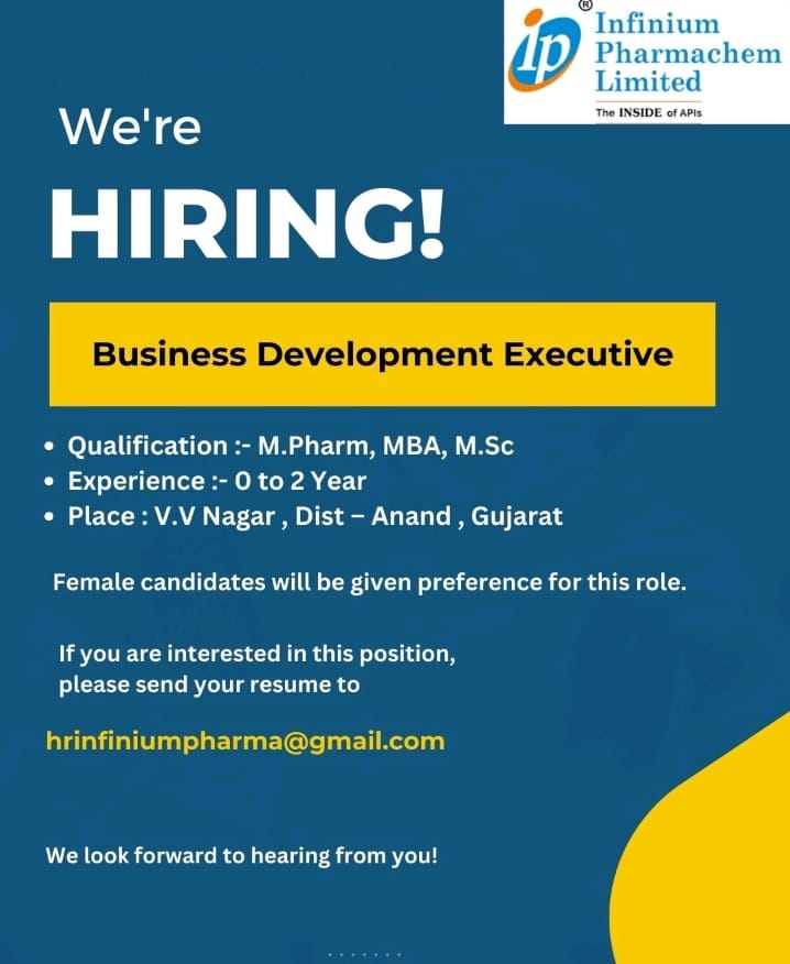 Infiniium Pharmachem Vacancy 2025