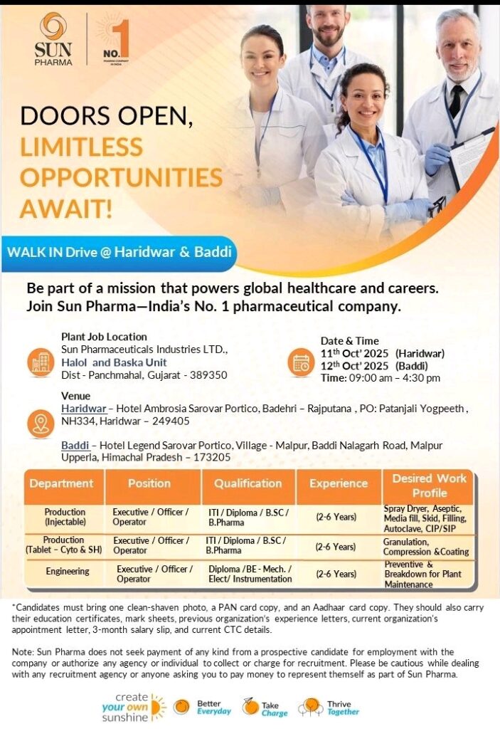 Sun Pharma Walk-In 2025