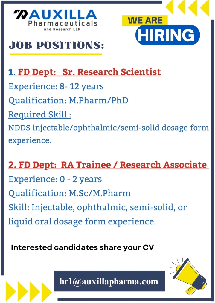 Auxilla Pharmaceuticals Jobs October 2025