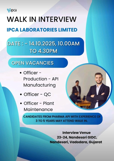 IPCA Laboratories Walk-In Interview 2025